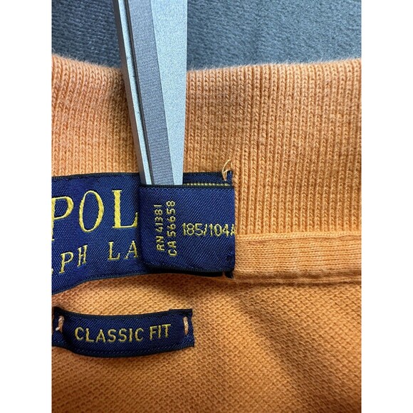 Ralph Lauren Polo Shirt Orange Short Sleeve 2 Button Men's XL Classic Fit Pony - Picture 5 of 9